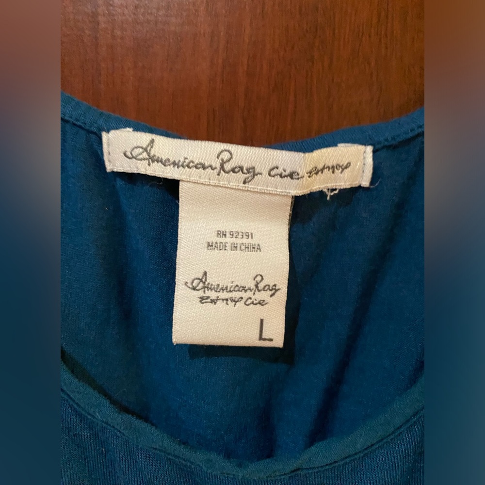 American Rag Teal Sleeveless Camisole with Crochet Hem - Picture 2 of 4